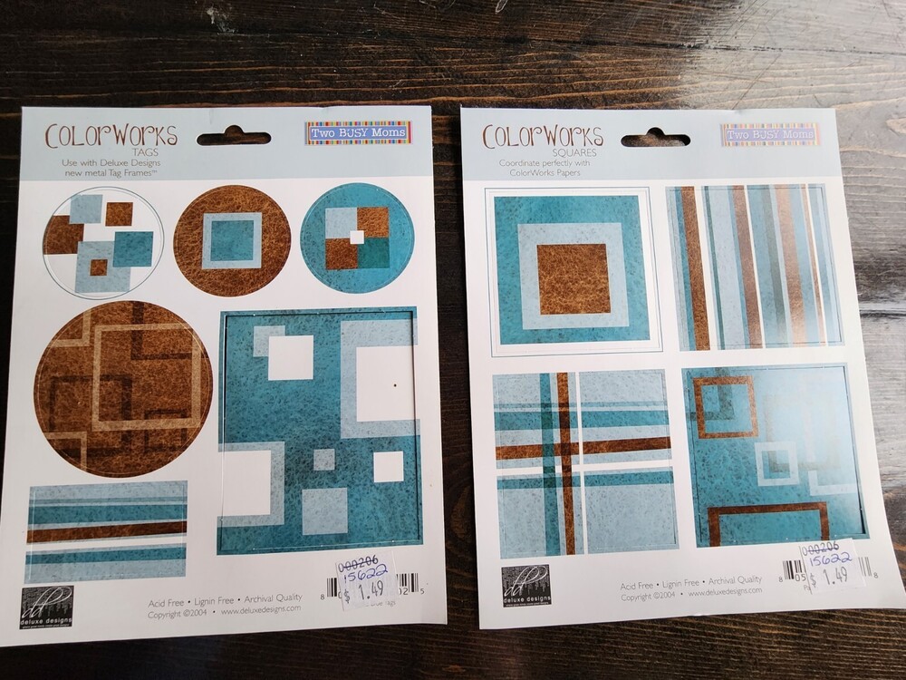 LOT CW TAG Stickers (22pc) Blue Brown Journaling Scrapbooking Retired NEW #19